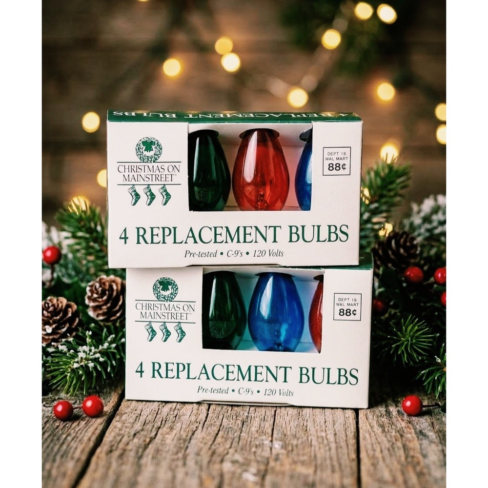 New Vintage Christmas on Mainstreet C9 Replacement Lights Bulbs 8ct Multi Color